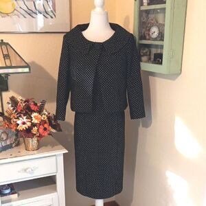 Kaliko Elegant Black Polka Dot Dress And Jacket